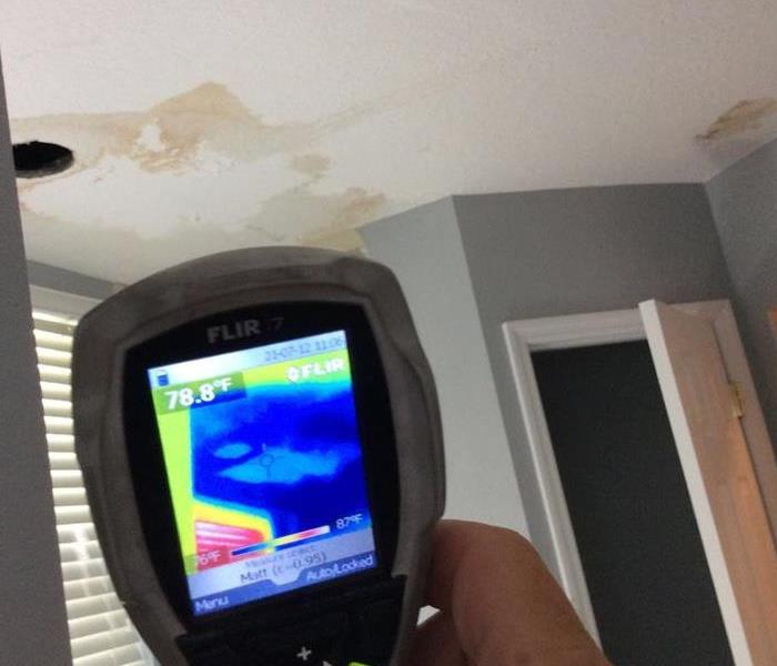 Infra Red Camera showing water in ceiling